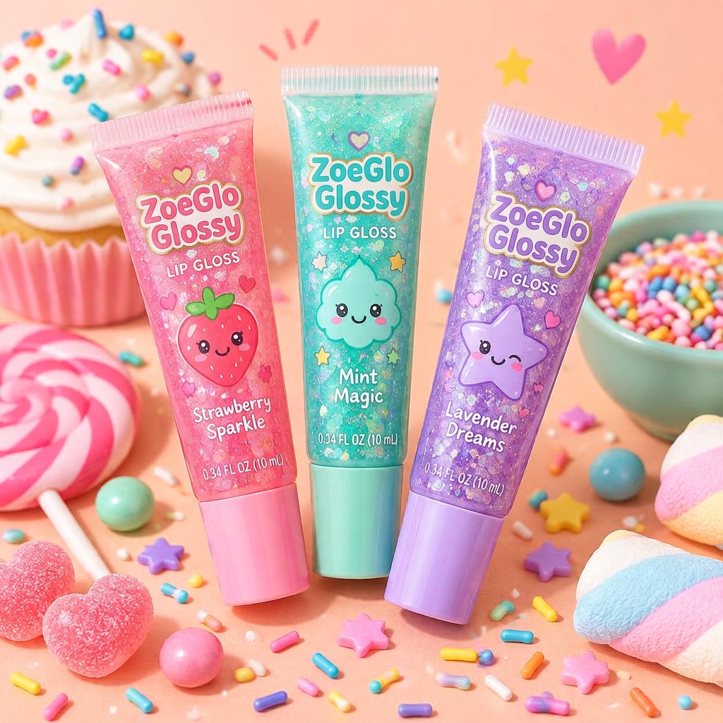 Sparkly kids lip gloss tubes